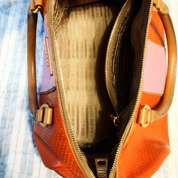 Vintage Prada Milano Orange And Pink Handbag/Purse With Prada Storage Bag - Picture 5 of 8